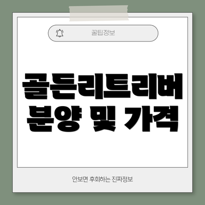 골든리트리버 분양 및 가격