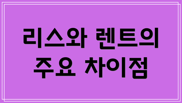 리스와 렌트의 주요 차이점