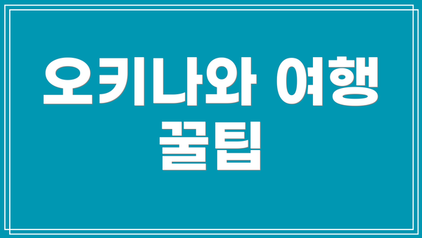 오키나와 여행 꿀팁