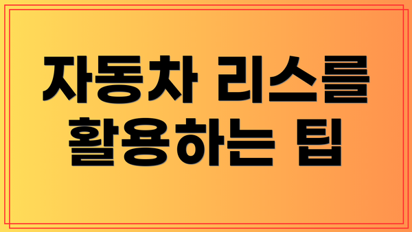 자동차 리스를 활용하는 팁
