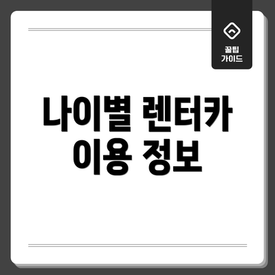 나이별 렌터카 이용 정보