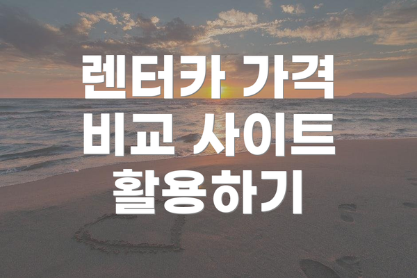 렌터카 가격 비교 사이트 활용하기