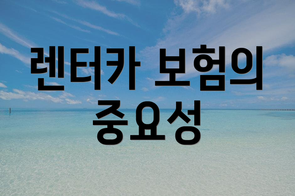 렌터카 보험의 중요성