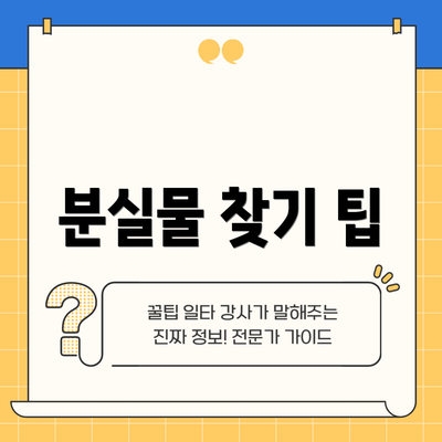 분실물 찾기 팁