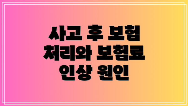 사고 후 보험 처리와 보험료 인상 원인
