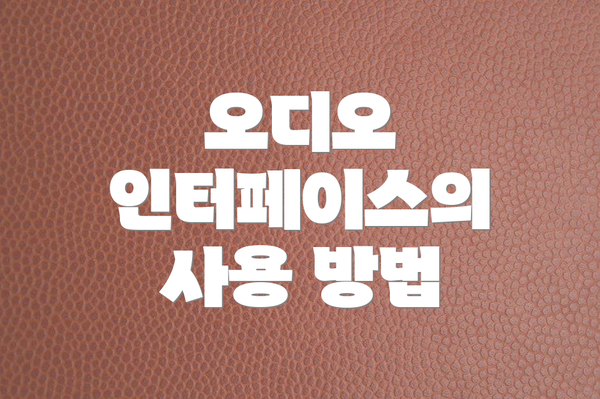 오디오 인터페이스의 사용 방법