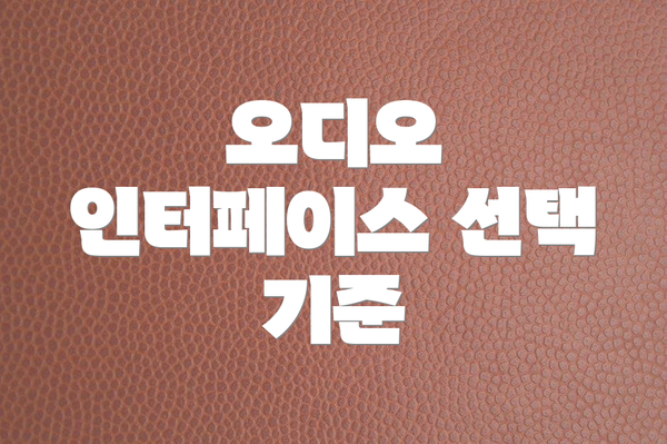 오디오 인터페이스 선택 기준