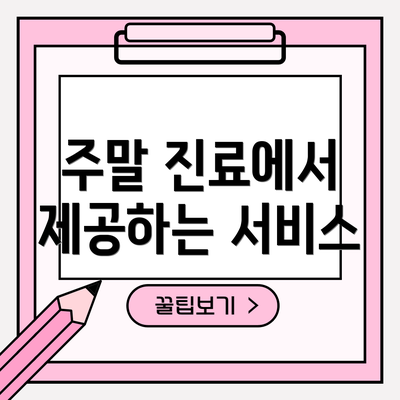 주말 진료에서 제공하는 서비스