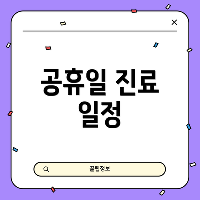 공휴일 진료 일정