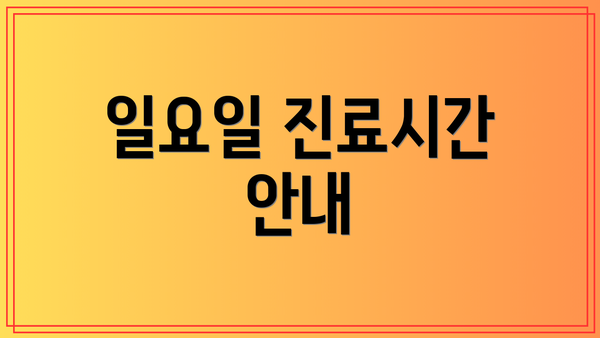 일요일 진료시간 안내