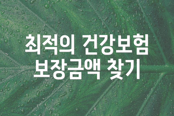 최적의 건강보험 보장금액 찾기