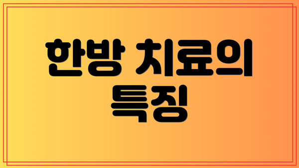 한방 치료의 특징