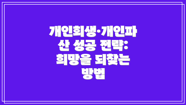 개인회생·개인파산 성공 전략: 희망을 되찾는 방법