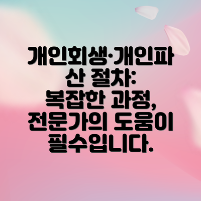 개인회생·개인파산 절차: 복잡한 과정, 전문가의 도움이 필수입니다.