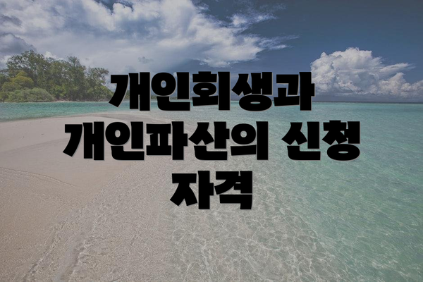 개인회생과 개인파산의 신청 자격