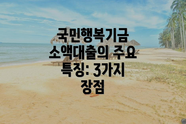 국민행복기금 소액대출의 주요 특징: 3가지 장점