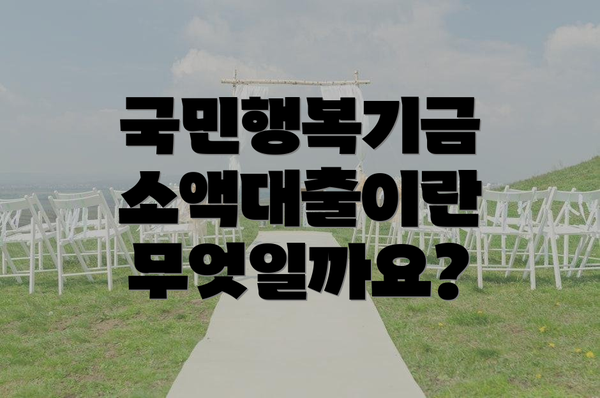 국민행복기금 소액대출이란 무엇일까요?