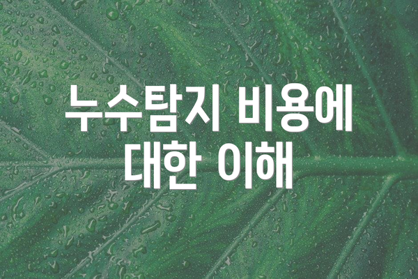 누수탐지 비용에 대한 이해