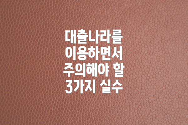 대출나라를 이용하면서 주의해야 할 3가지 실수