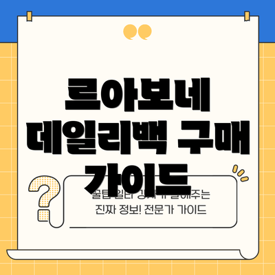 르아보네 데일리백 구매 가이드