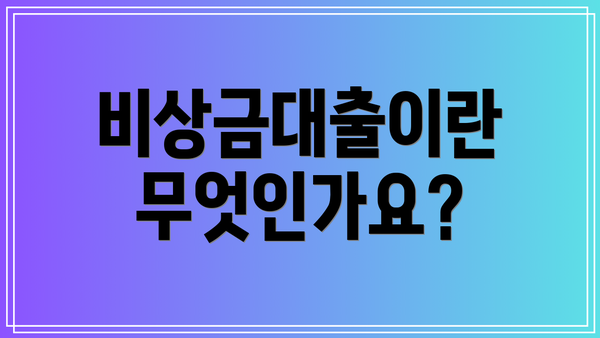 비상금대출이란 무엇인가요?