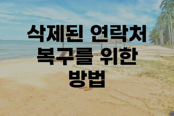 삭제된 연락처 복구를 위한 방법
