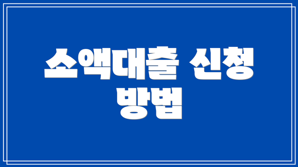 소액대출 신청 방법
