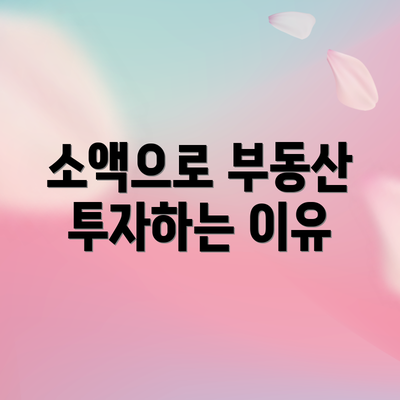 소액으로 부동산 투자하는 이유