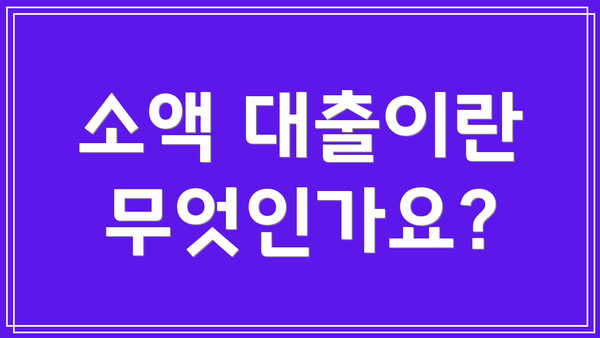 소액 대출이란 무엇인가요?