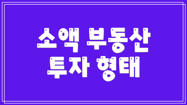 소액 부동산 투자 형태