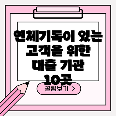 연체기록이 있는 고객을 위한 대출 기관 10곳
