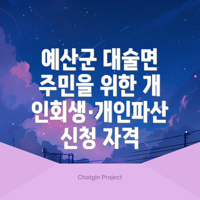 예산군 대술면 주민을 위한 개인회생·개인파산 신청 자격