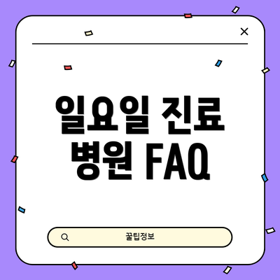 일요일 진료 병원 FAQ