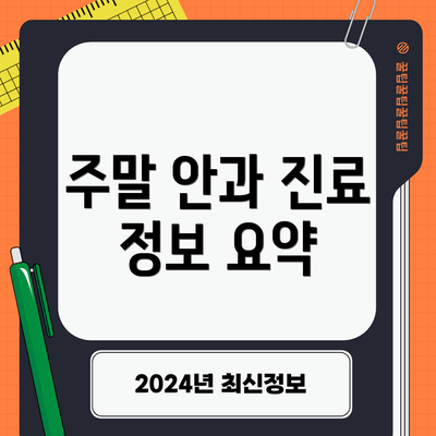 주말 안과 진료 정보 요약