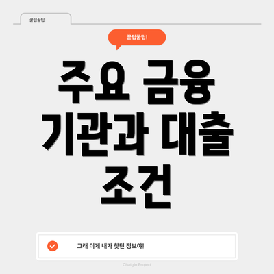 주요 금융 기관과 대출 조건