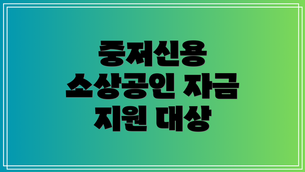 중저신용 소상공인 자금 지원 대상