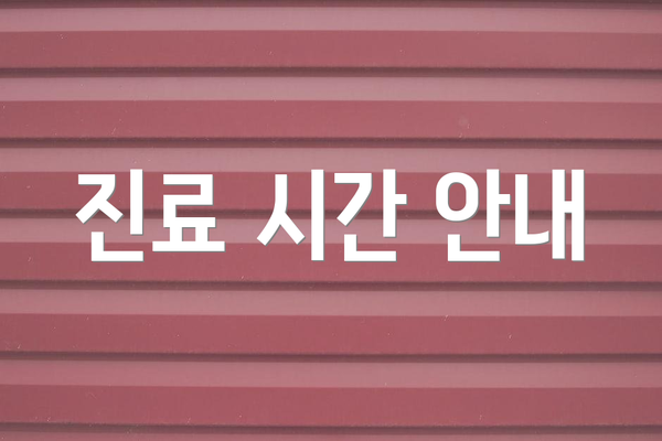 진료 시간 안내