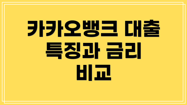 카카오뱅크 대출 특징과 금리 비교