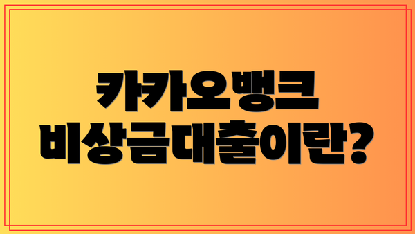 카카오뱅크 비상금대출이란?