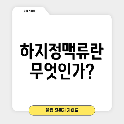 하지정맥류란 무엇인가?