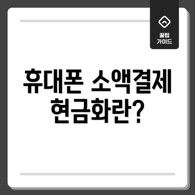 휴대폰 소액결제 현금화란?