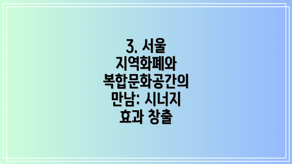 3. 서울 지역화폐와 복합문화공간의 만남: 시너지 효과 창출