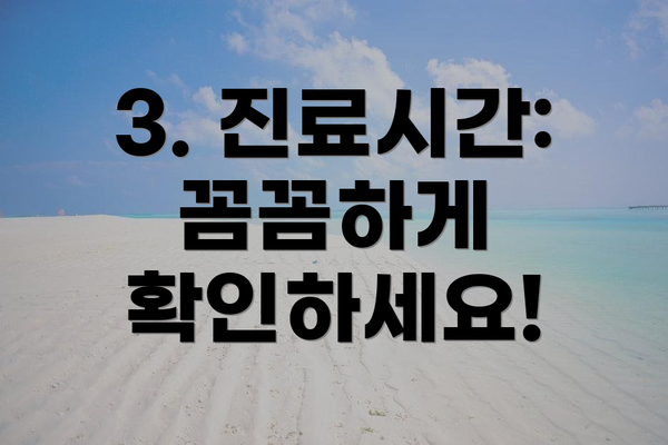 3. 진료시간: 꼼꼼하게 확인하세요!