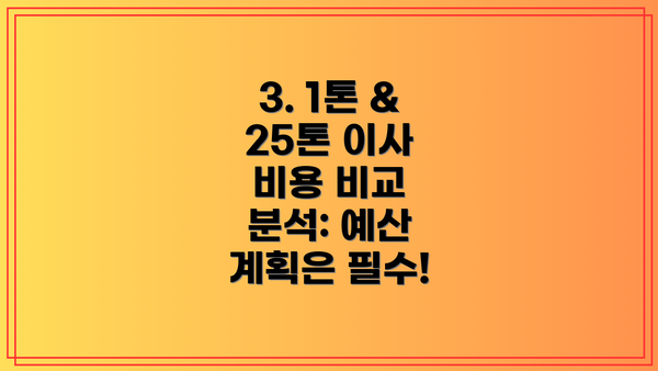 3. 1톤 & 25톤 이사 비용 비교 분석: 예산 계획은 필수!
