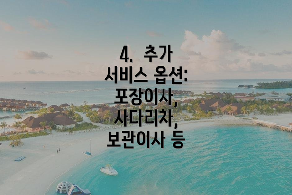 4.  추가 서비스 옵션: 포장이사, 사다리차, 보관이사 등