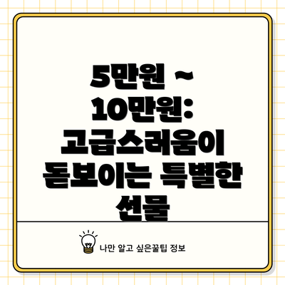 5만원 ~ 10만원: 고급스러움이 돋보이는 특별한 선물