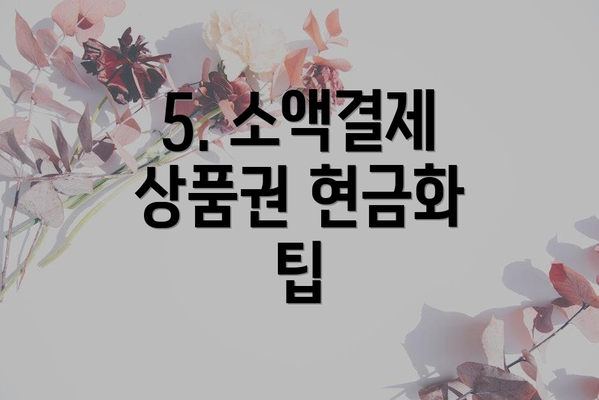 5. 소액결제 상품권 현금화 팁