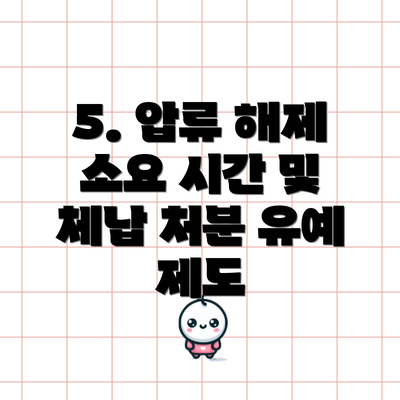 5. 압류 해제 소요 시간 및 체납 처분 유예 제도