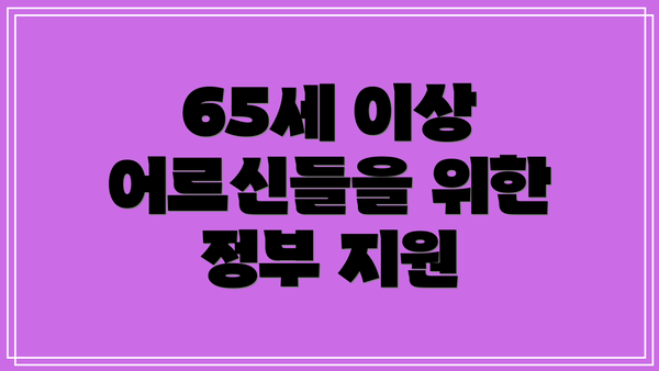 65세 이상 어르신들을 위한 정부 지원